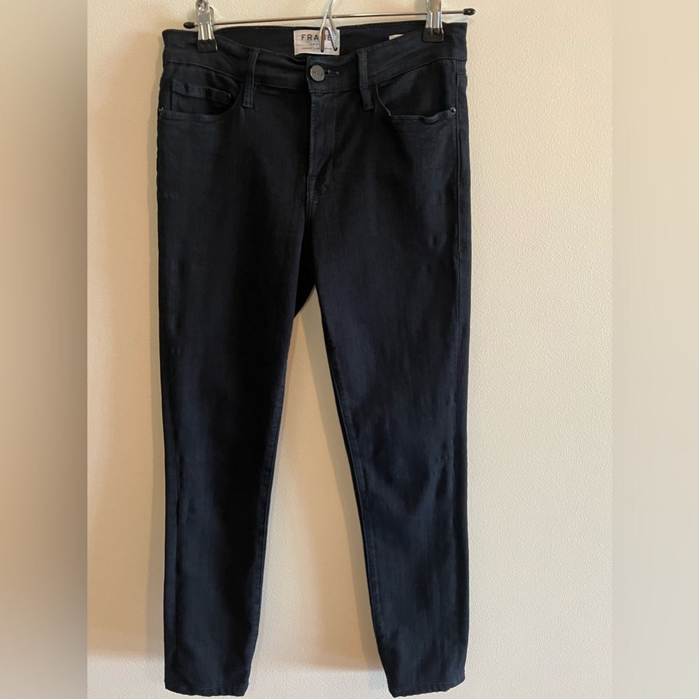 Frame Le Skinny de Jeans – Black Stretch Denim, Mid‑Rise, Women’s Size 26 - Picture 3 of 8